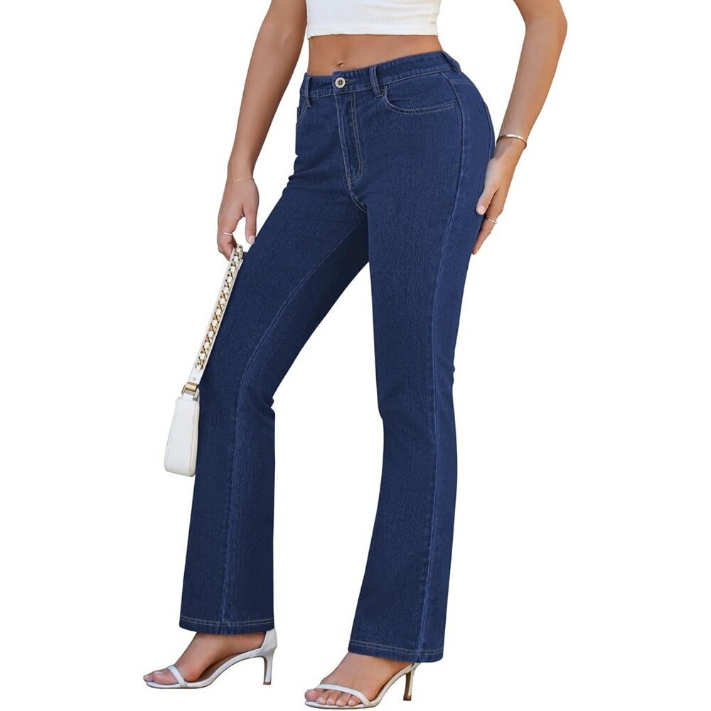 Women Bootcut Jeans High Waisted Stretchy Denim Pants Casual